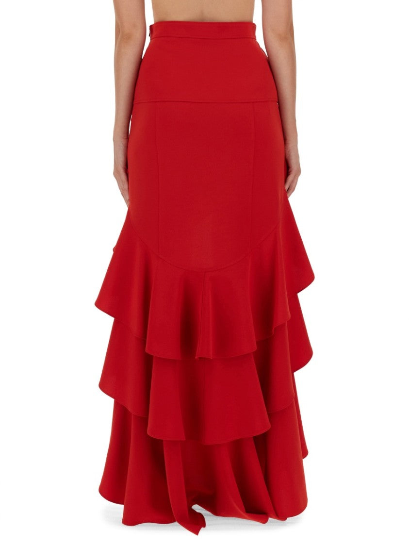 Moschino Crepe Skirt With Ruffles