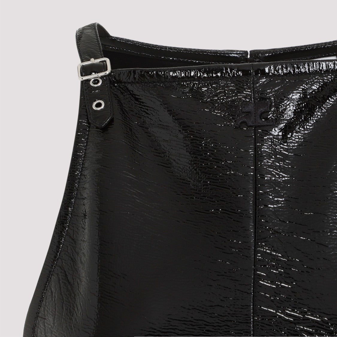 Courrèges Sl Buckle Vinyl Black Cotton Dress