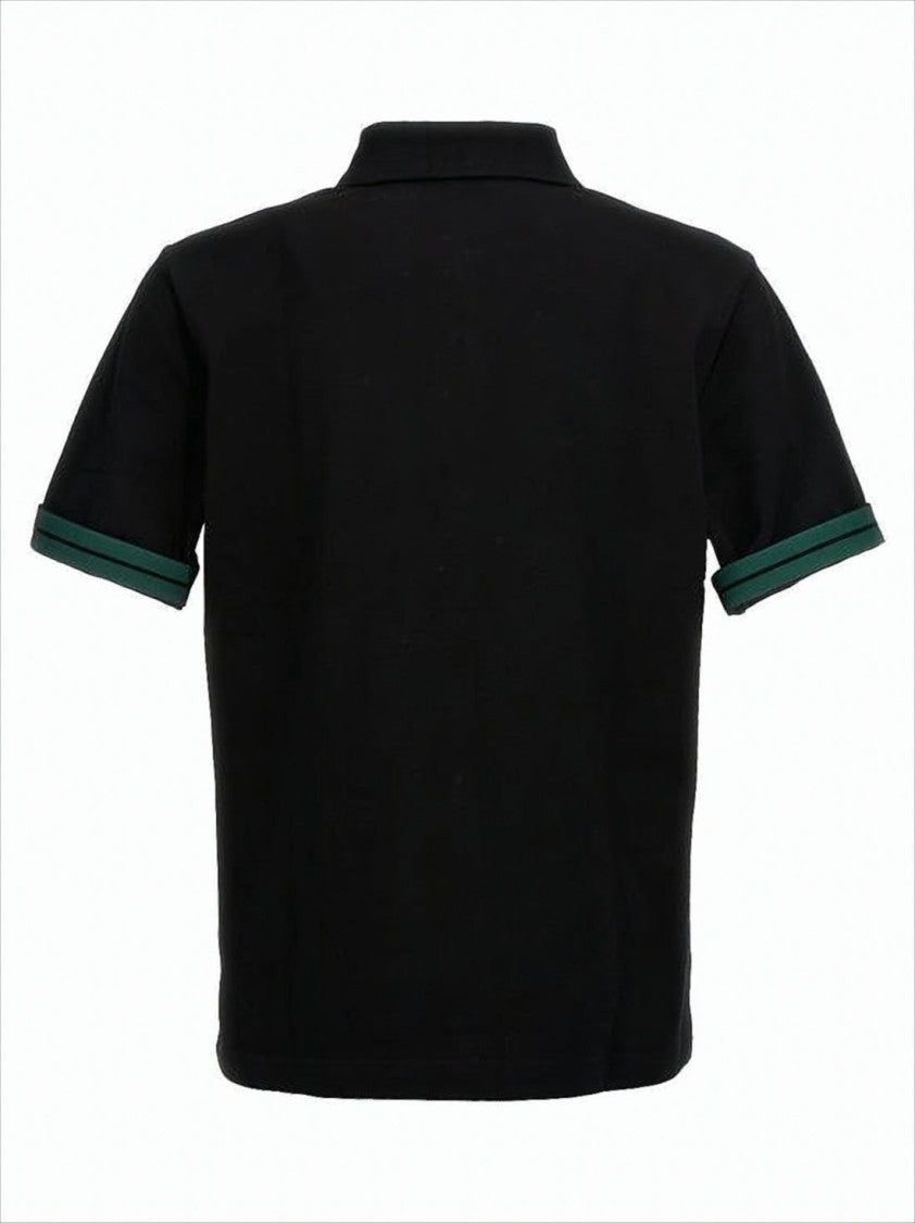 Burberry Classic Black Polo Shirt With Contrasting Stripe Details