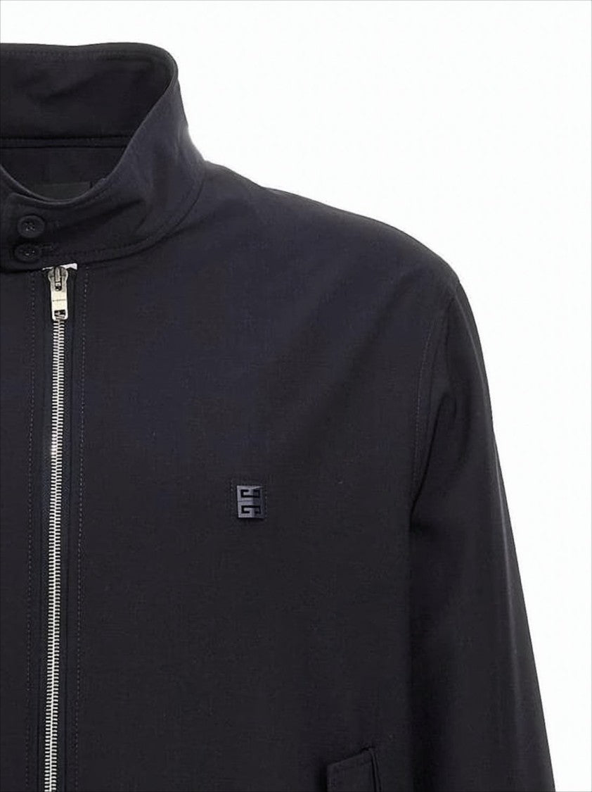 Givenchy High Collar Black Jacket With Button Closure And Ribbed Cuffs
