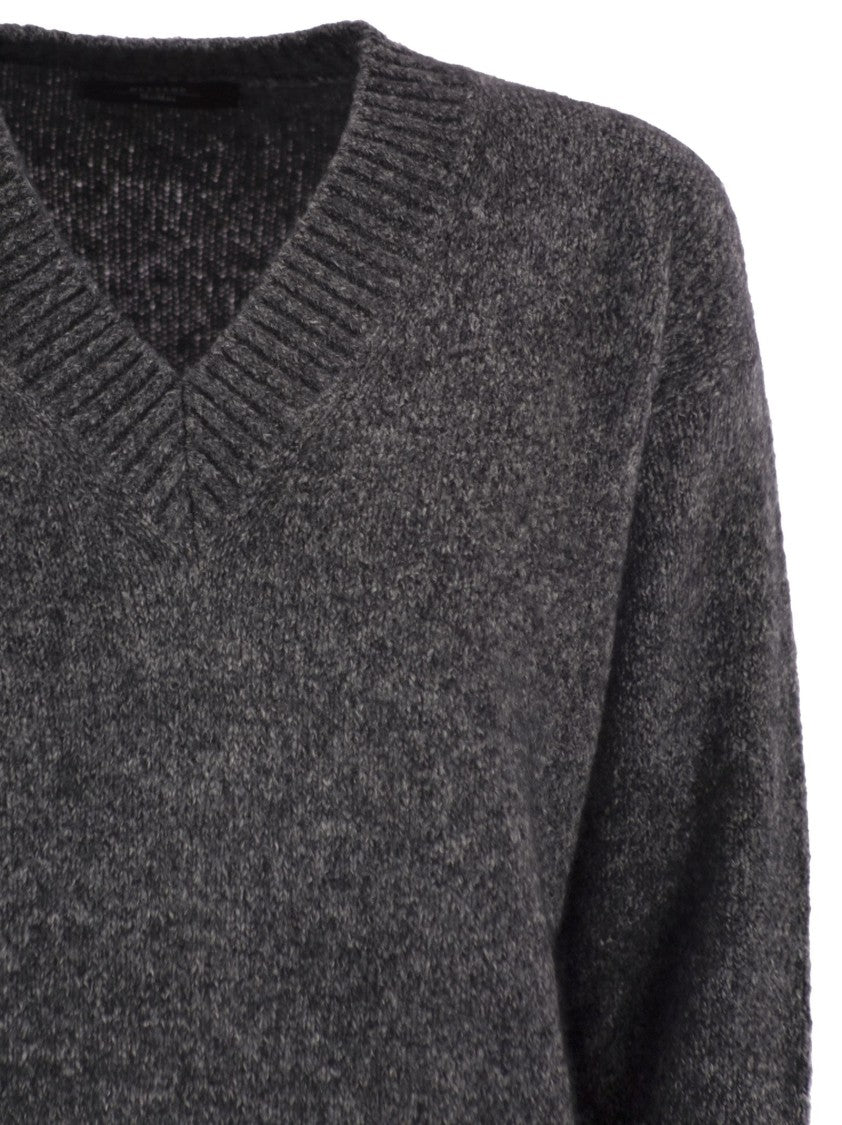 Max Mara Visita - V-Neck Sweater In Alpaca And Cotton