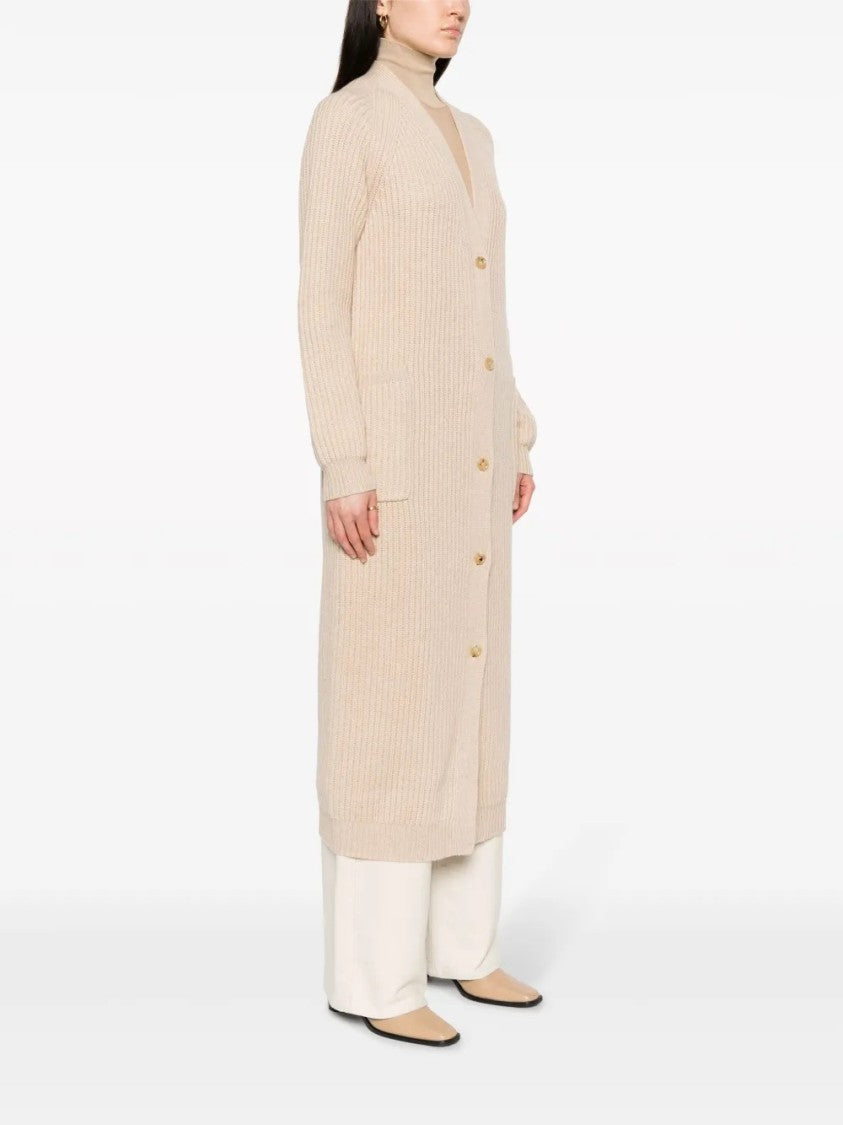 Max Mara Ribbed Knit Cardigan With V-Neckline