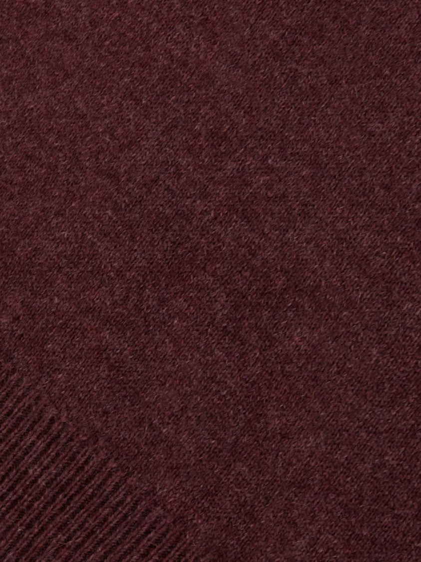 Brunello Cucinelli Burgundy Cashmere Sweater With Crew Neck