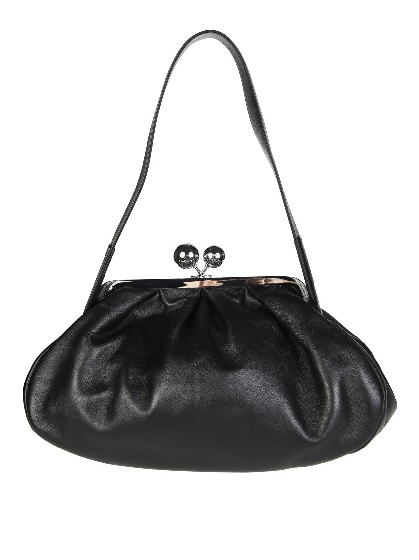 Max Mara Cubic Ruched Black Leather Handbag