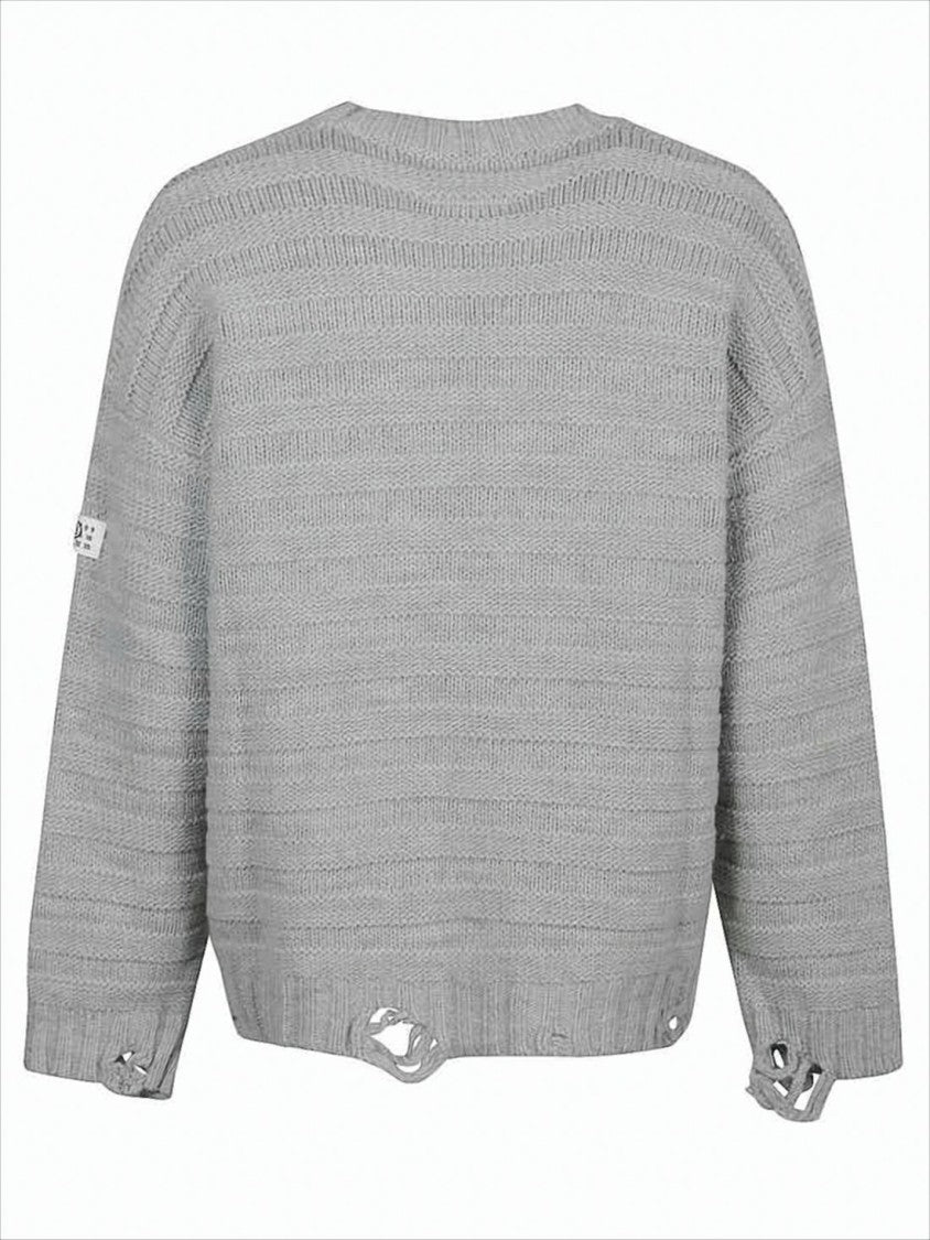 Mm6 By Maison Margiela Boxy Fit V-Neck Cardigan With Textured Knit