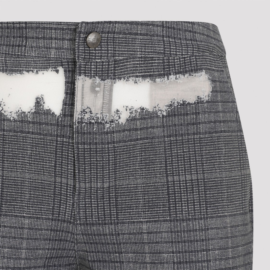 Diesel Flared Grey Jeans With Artistic Brushstroke Patterns