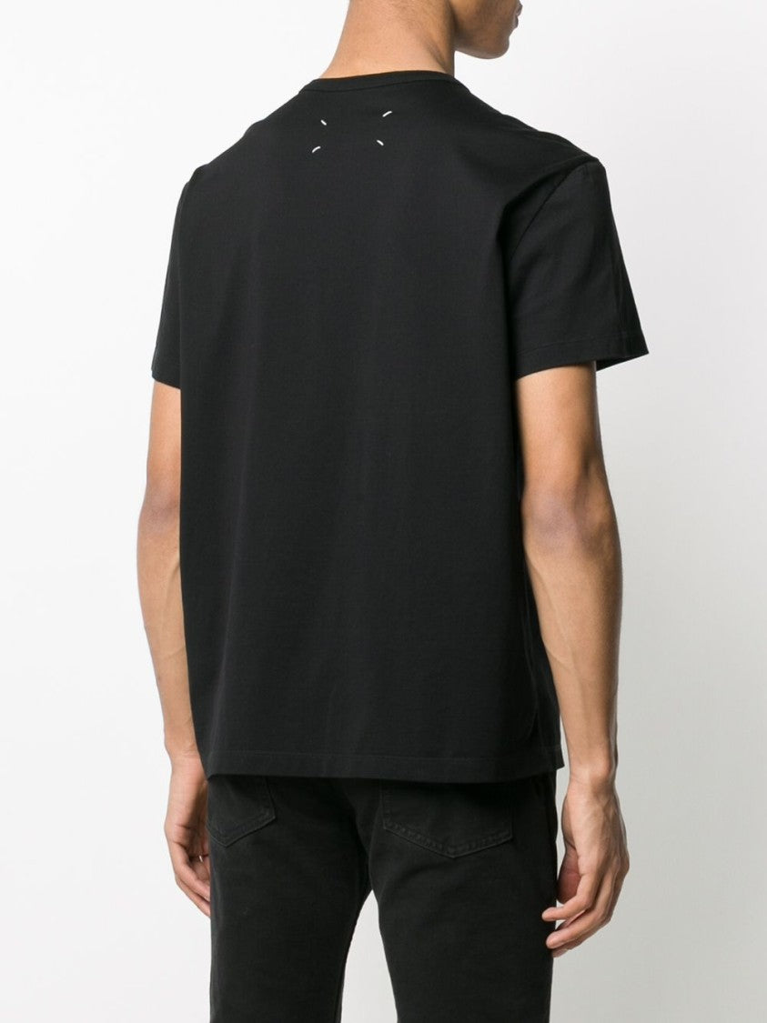 Maison Margiela Short-Sleeve Black T-Shirt With Centered Logo Detail
