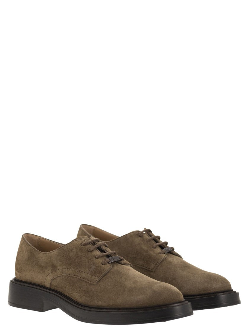 Tod's Brown Suede Lace-Up Derby Shoes