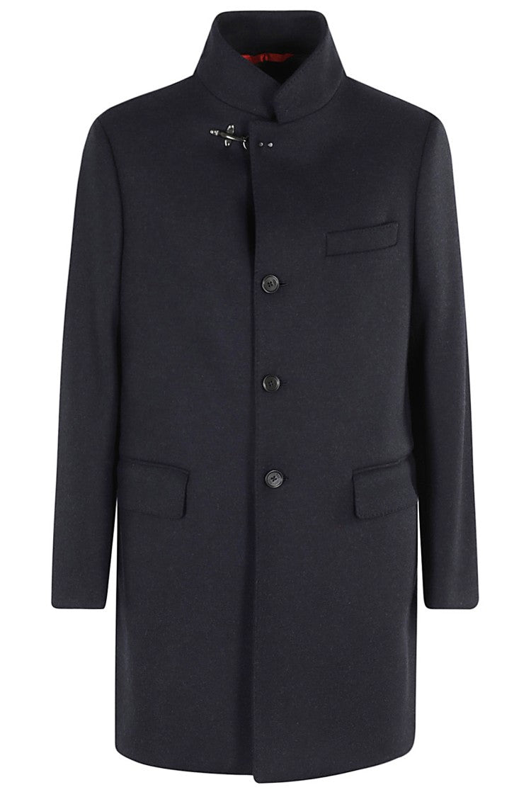 Fay Tailored Blue Wool-Blend Coat