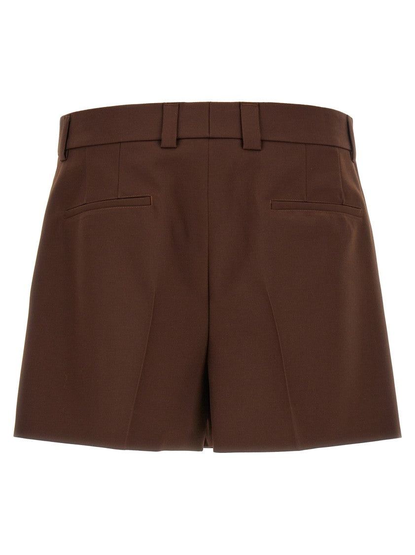Gucci Tailored Wool Twill Shorts With Embossed Logo Detail