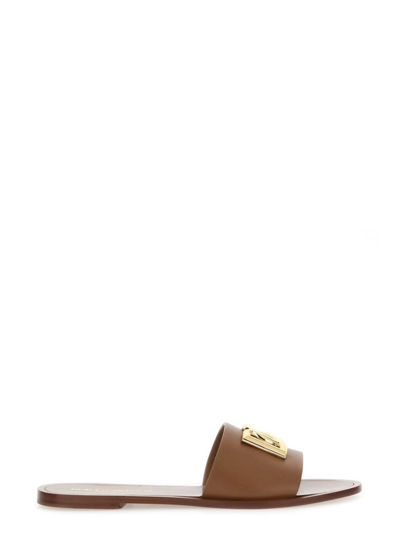 Dolce & Gabbana Leather Slide Sandals