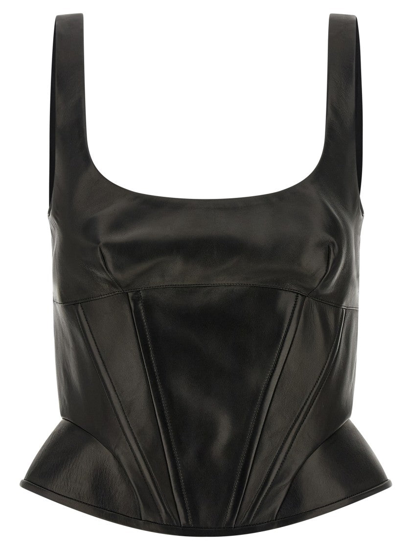 Ermanno Scervino Peplos Leather Top