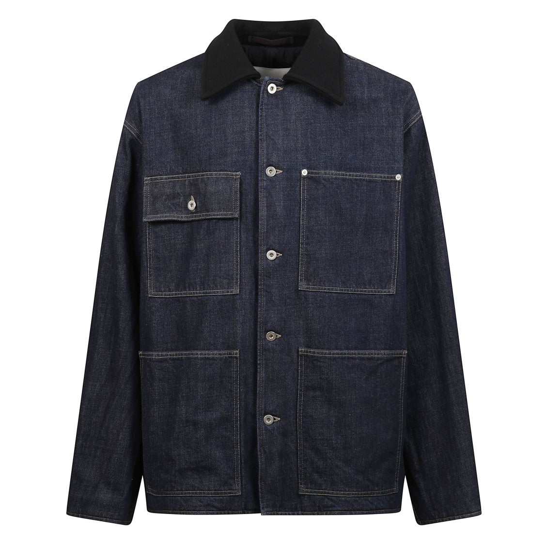 Jil Sander Dropped Shoulder Denim Jacket With Wool Collar