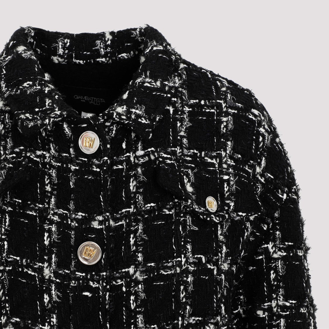 Giambattista Valli Black And White Checked Bouclé Coat