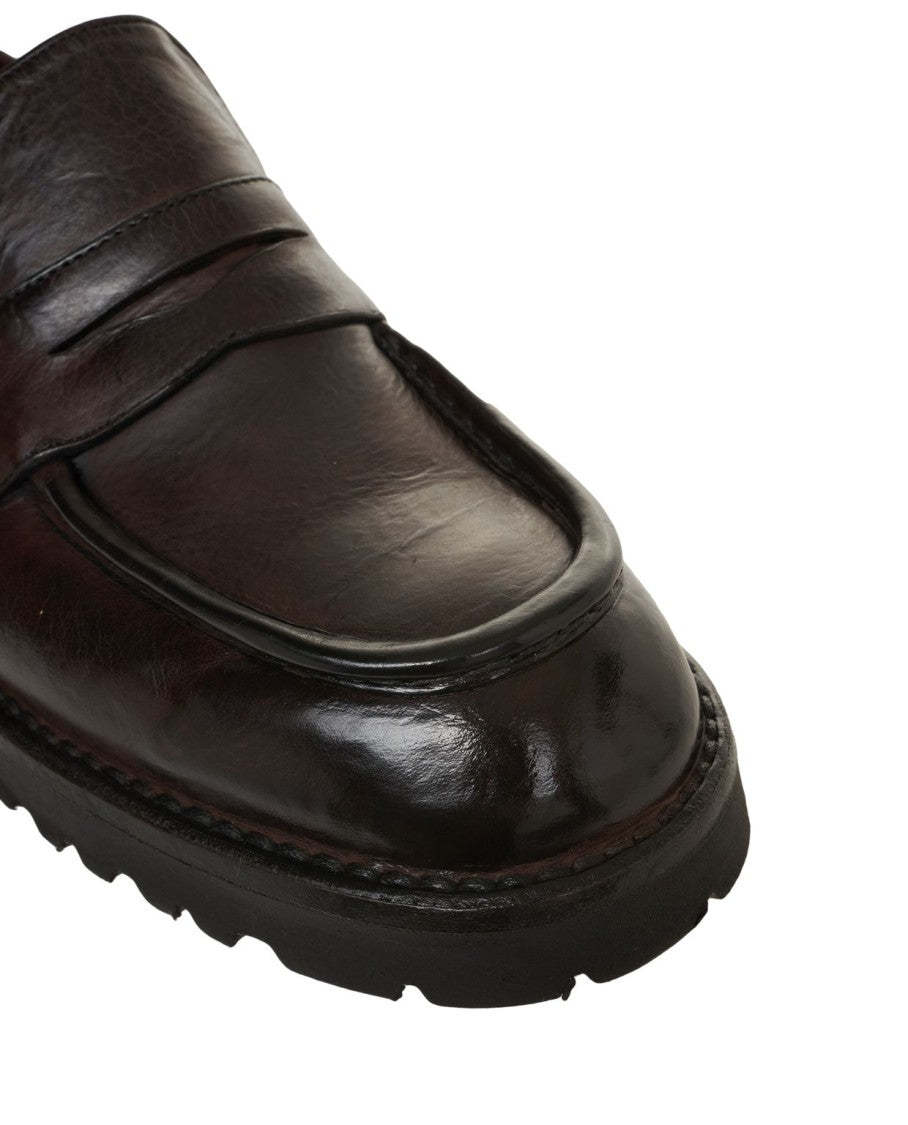 Green George Leather Penny Loafers With Sculpted Outsole