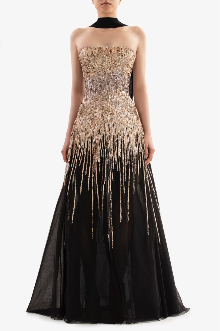 Saiid Kobeisy Embroidered Strapless Dress