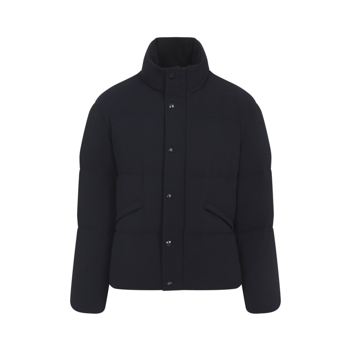 Giorgio Armani Padded Wool Blend Jacket With High Collar