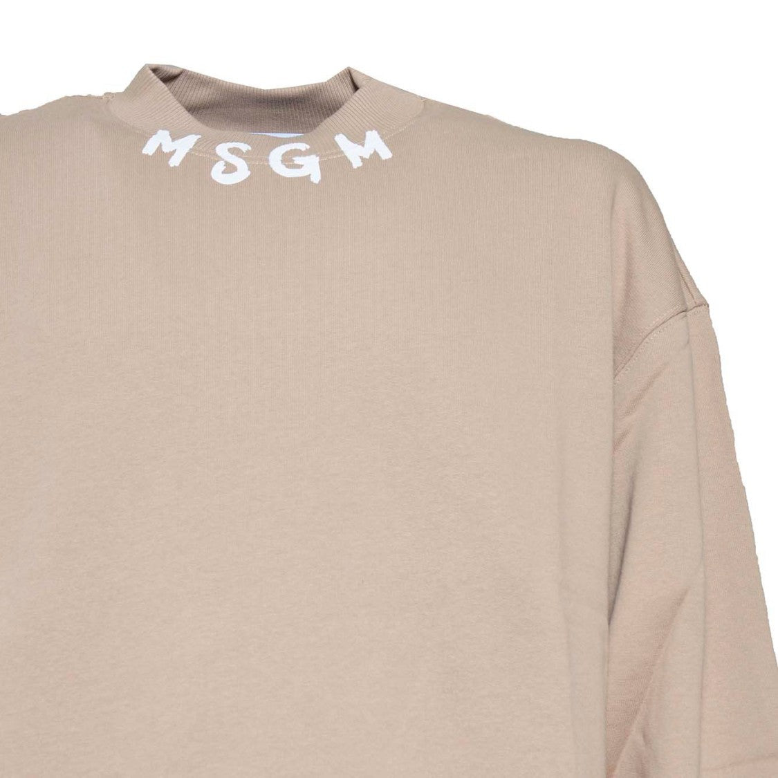 Msgm Beige Cotton Crewneck Sweatshirt