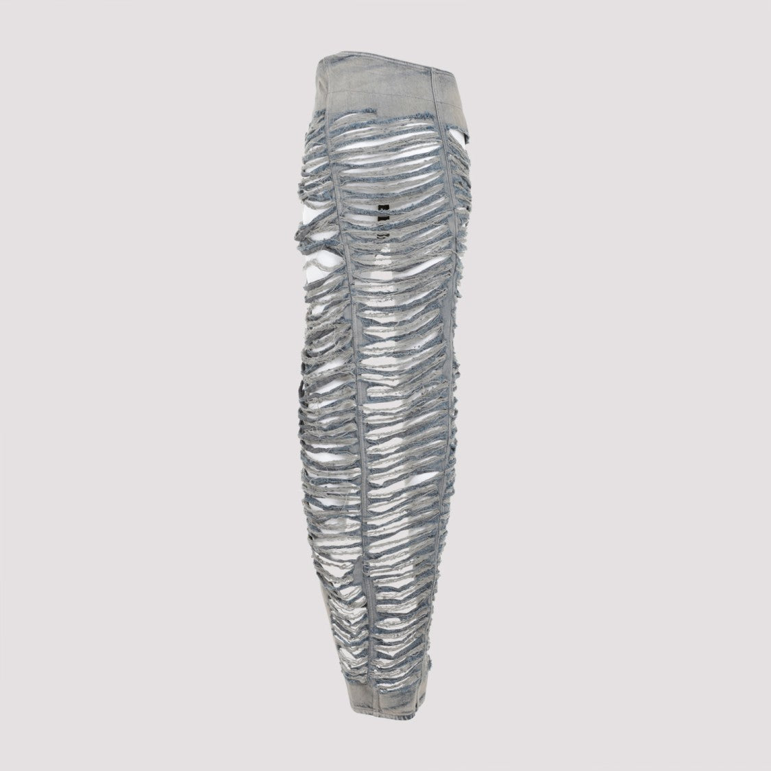 Rick Owens Hustler Blue Shredded Cotton Edfu Skirt