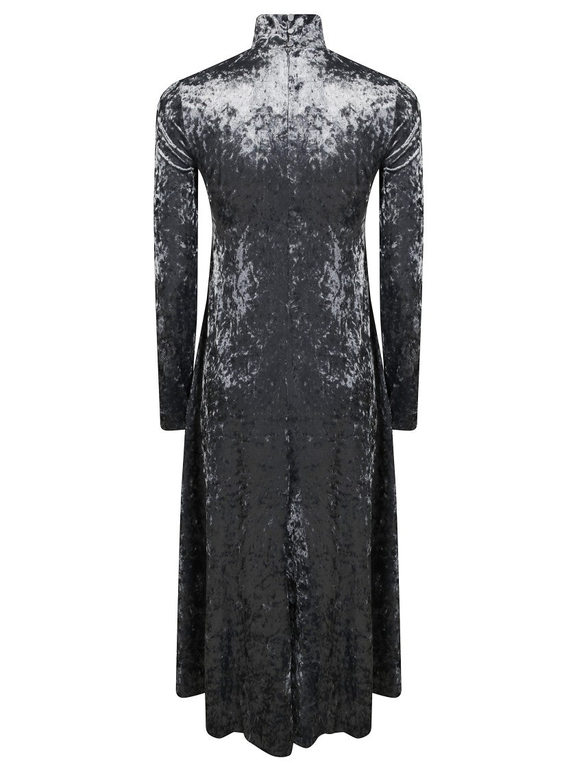 Forte Forte Iridescent Stretch Velvet Long Dress With High Neckline