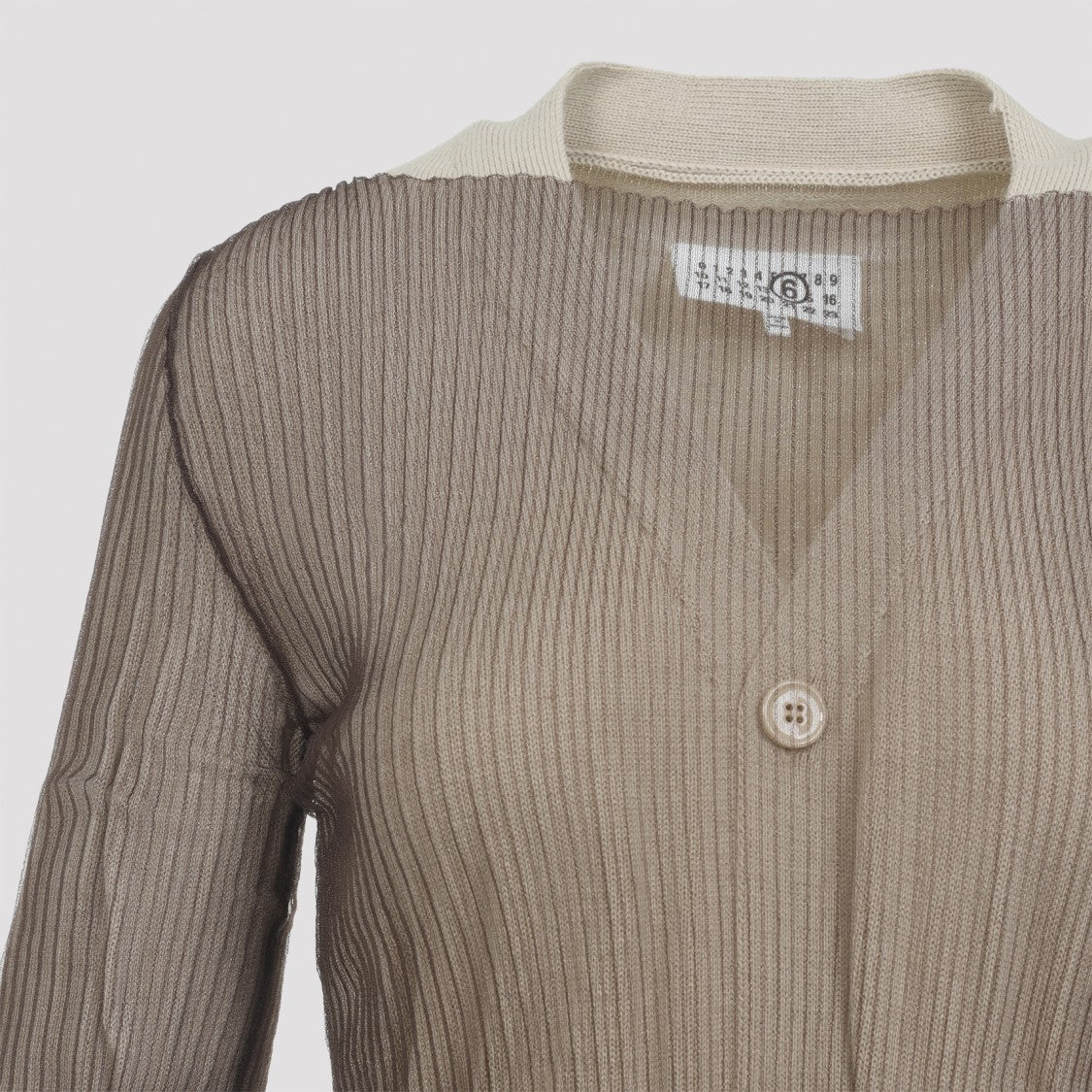 Mm6 By Maison Margiela Knee-Length Asymmetric Hem Cardigan With Ribbed Texture