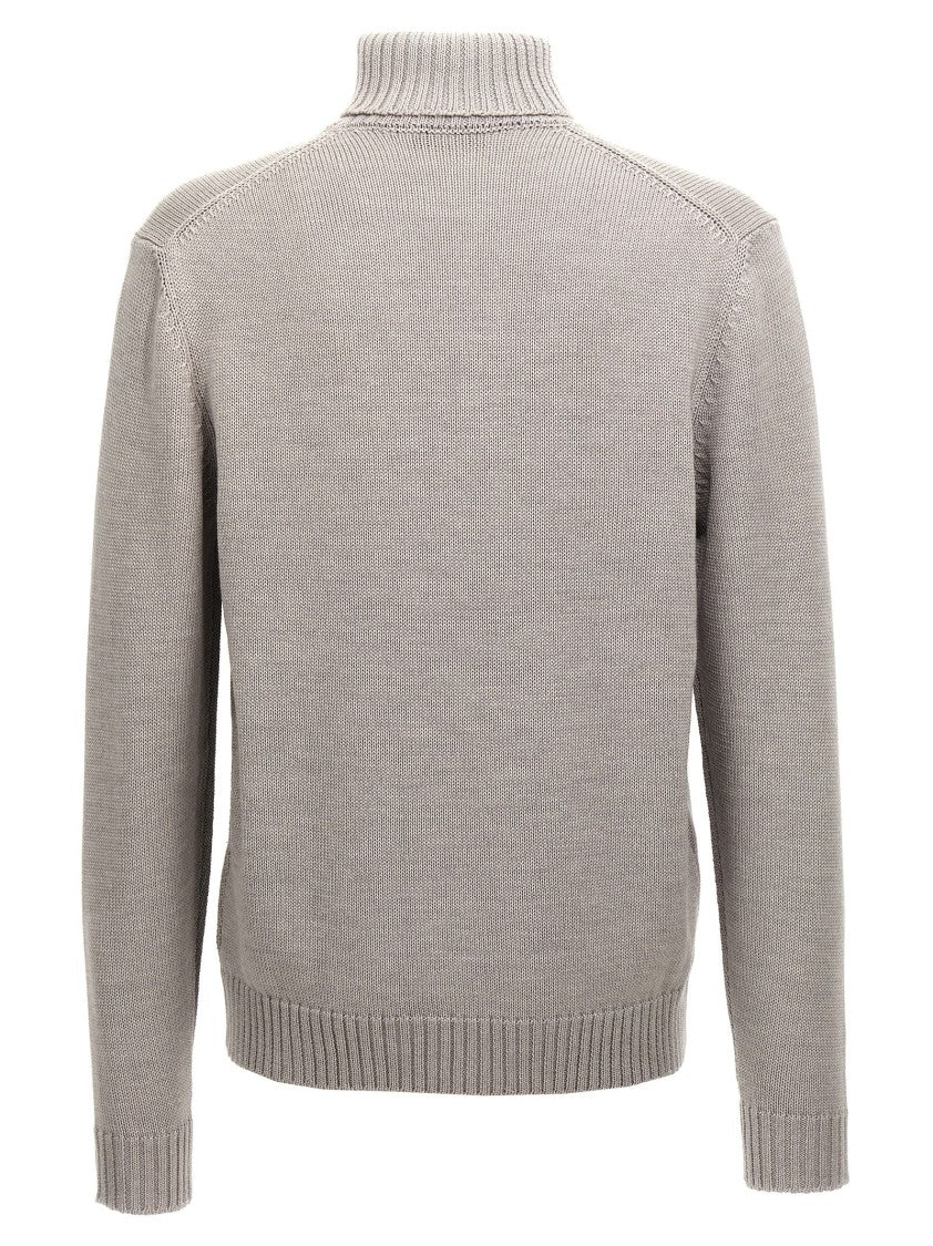Zanone Wool Turtleneck Sweater With Classic Knit Texture