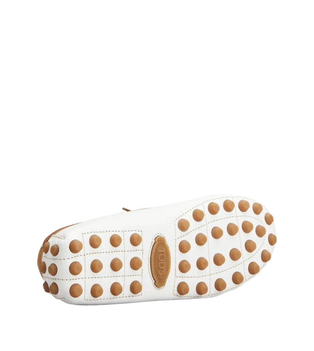 Tod's Gommino Bubble White Leather Loafers With Rubber Sole