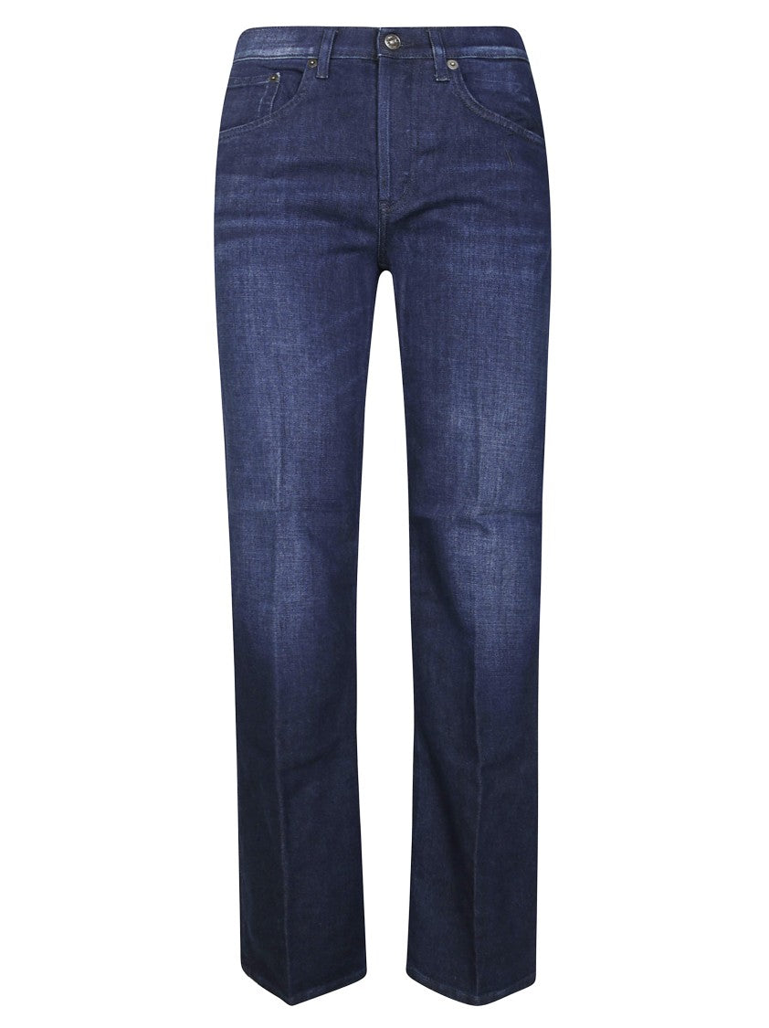 Dondup Classic Straight-Leg Jeans With Dark Wash And Subtle Branding