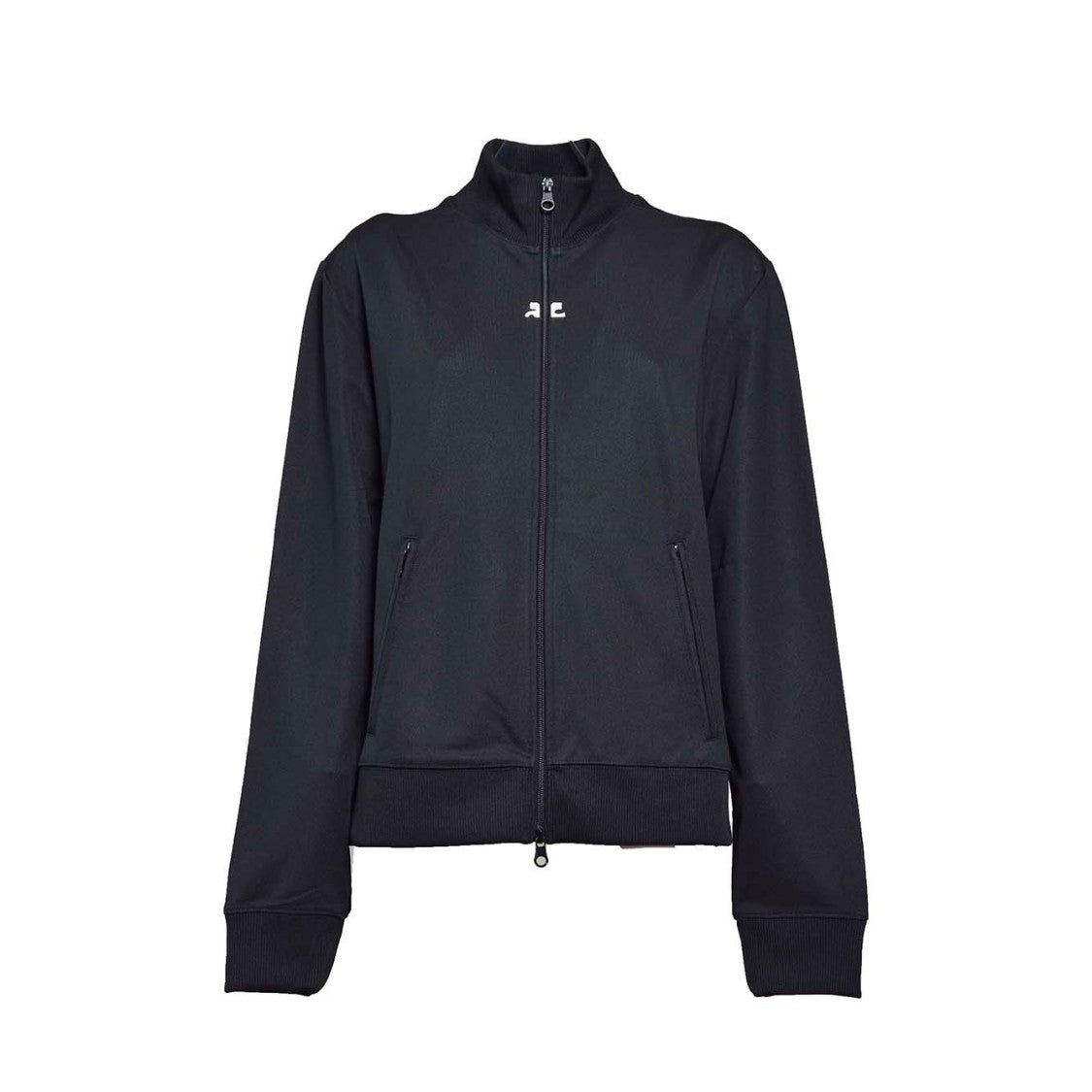 Courrèges Black Nylon Interlock Zip-Up Sweatshirt