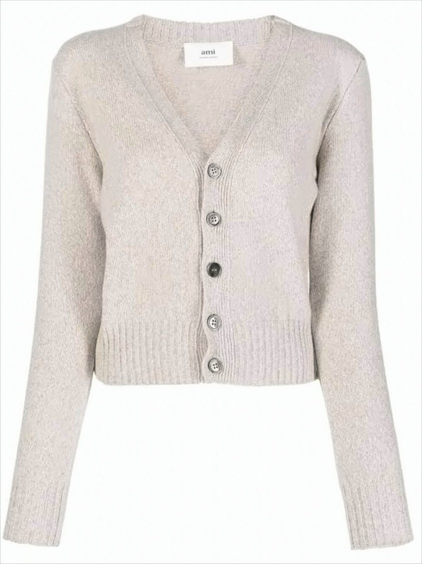 Ami Soft Cashmere And Wool Blend Cardigan