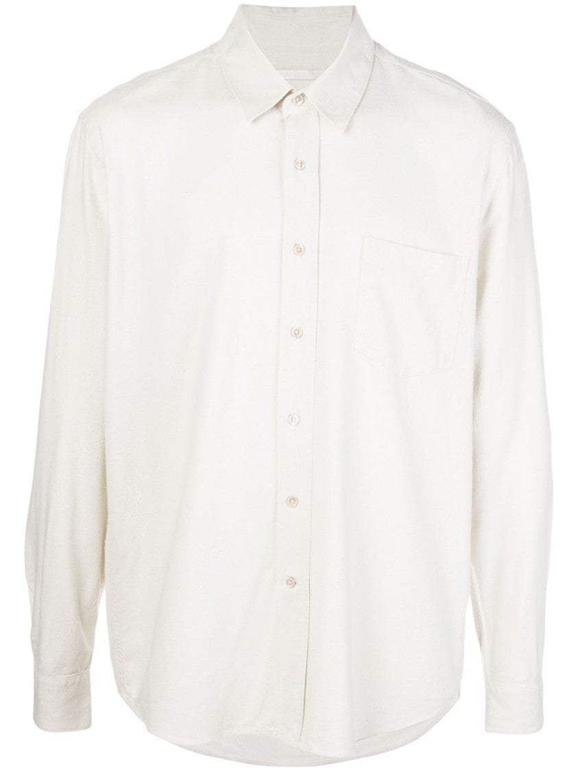 Our Legacy White Silk Classic Shirt With Curved Hem