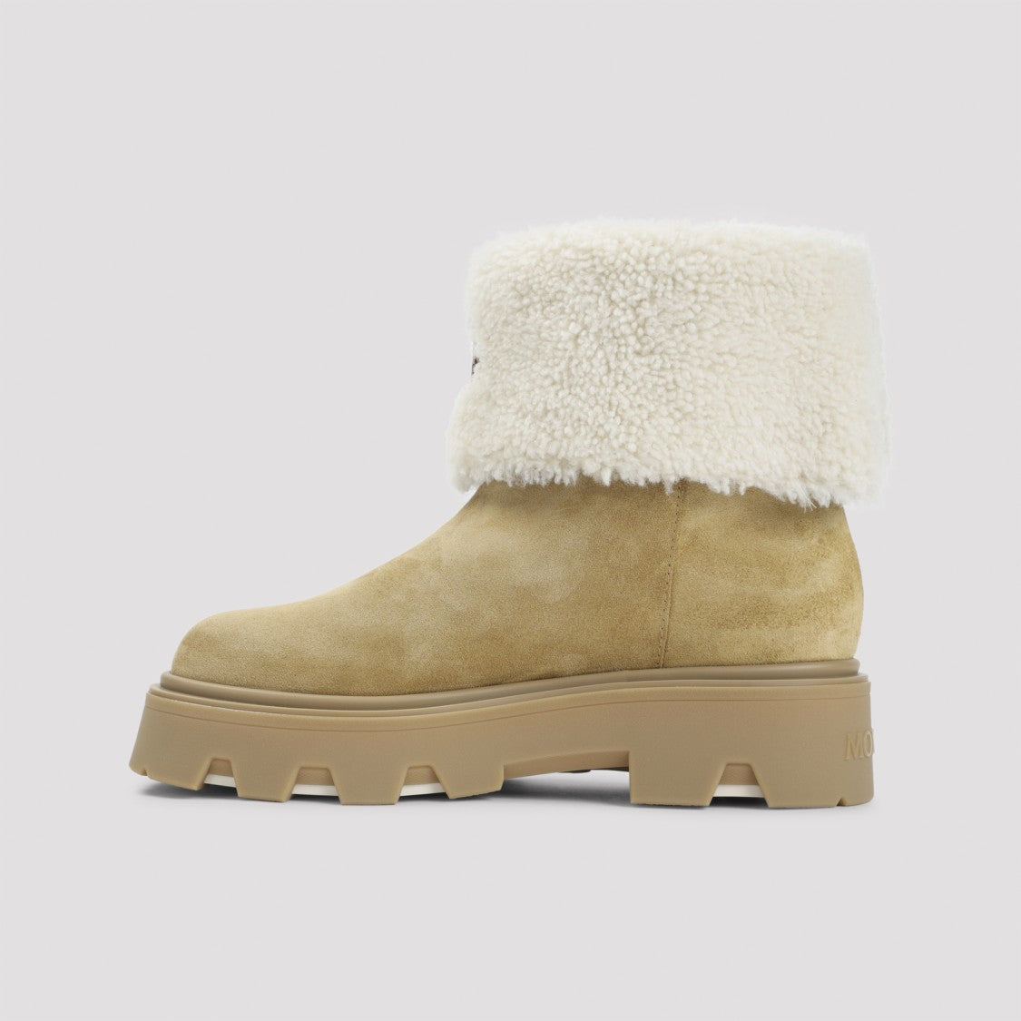 Moncler Camel Beige Real Leather Aurea Mid Ankle Boots