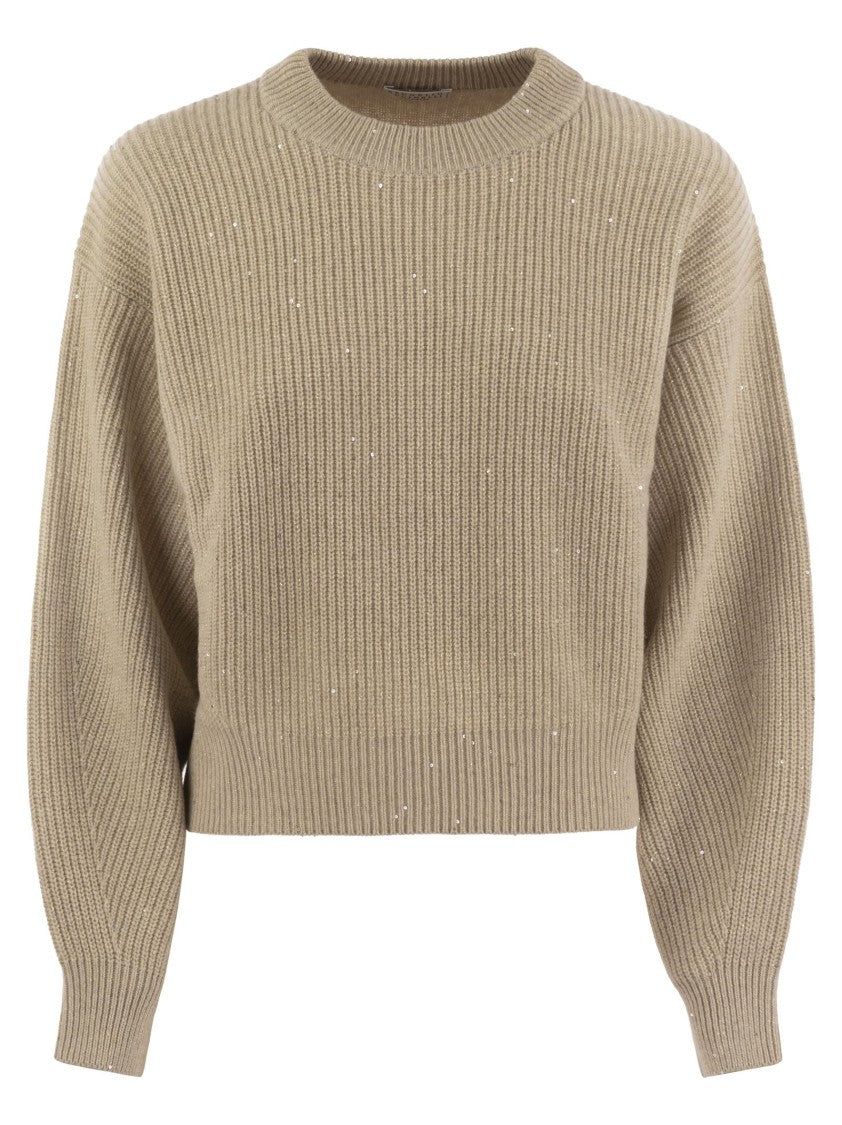 Brunello Cucinelli Dazzling Ribbed Sweater In Cashmere And Wool