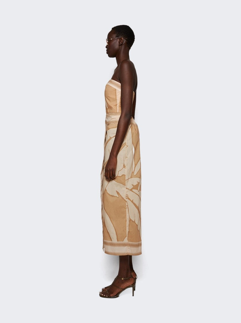 Johanna Ortiz Palms Pontoon Afternoon Ankle Dress Salty Palms Sand