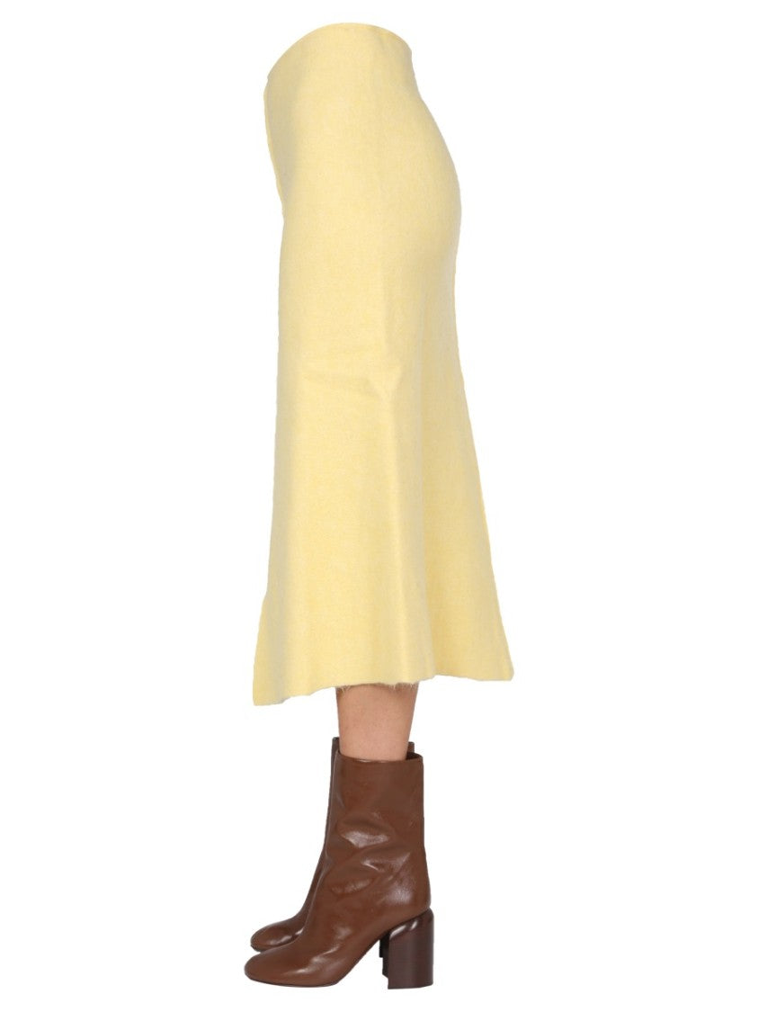 Jil Sander A-Line Yellow Midi Skirt