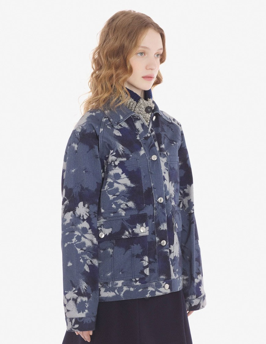 Maison Kitsuné Bouquet Camouflage Print Cotton Workwear Jacket
