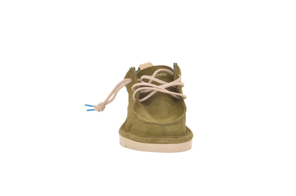 Panchic Olive Suede Sneakers With Tapered Silhouette