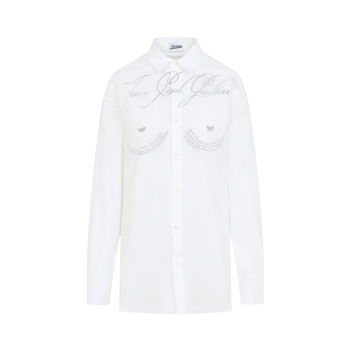 Jean Paul Gaultier Double Layer White Cotton Shirt With Graphic Accents