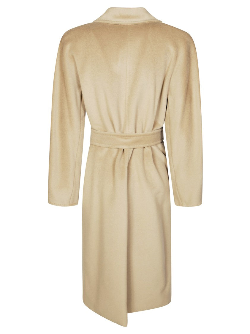 Max Mara Double-Breasted Neutrals Tailored Coat With Wide Lapel Collar