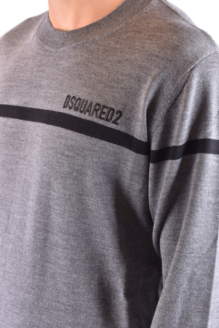 Dsquared2 Contrast Stripe Knit Top In Grey