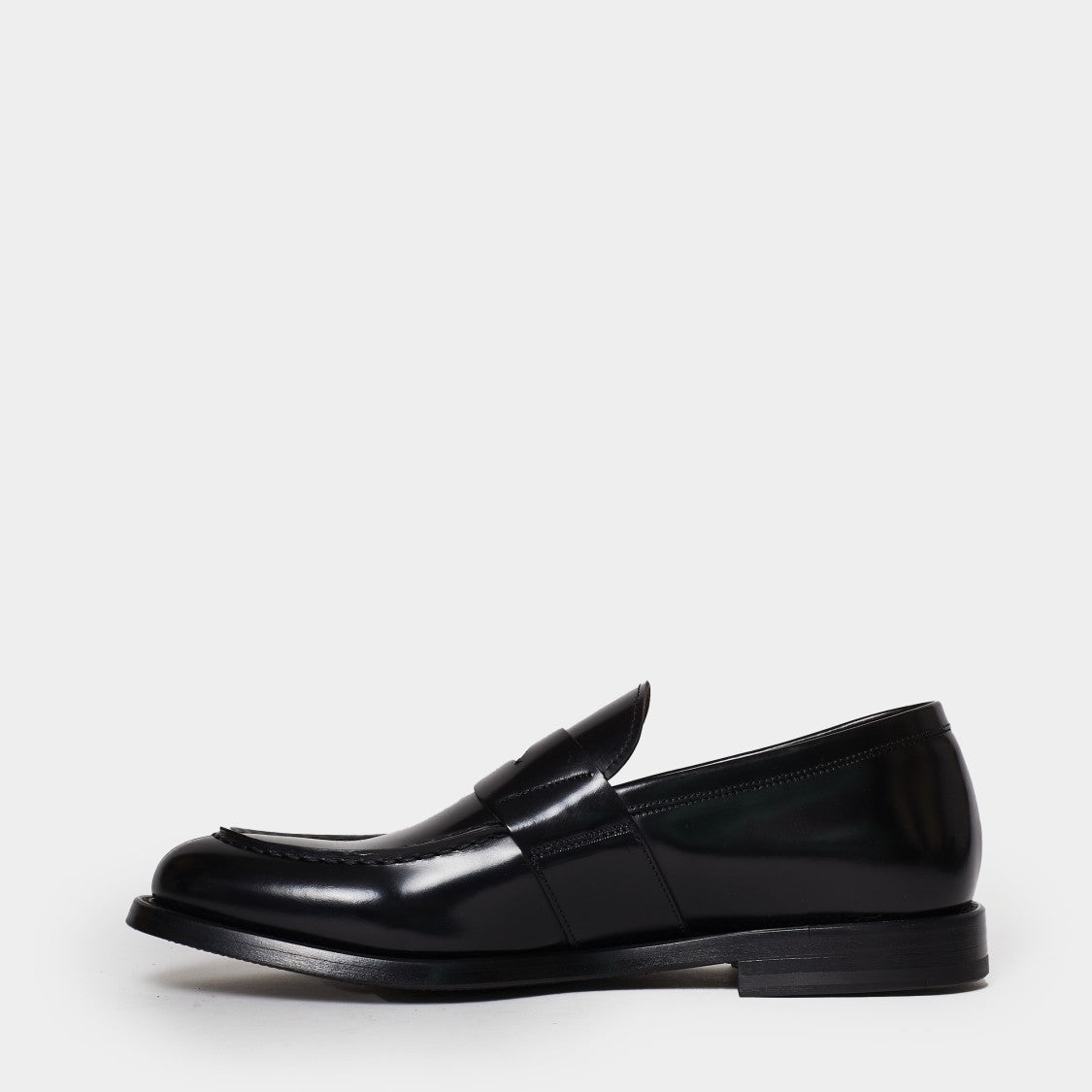 Green George Black Moccasin In Full Grain Leather
