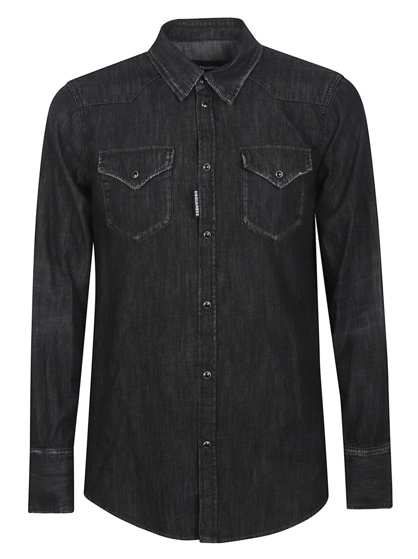 Dsquared2 Long-Sleeve Black Denim Shirt