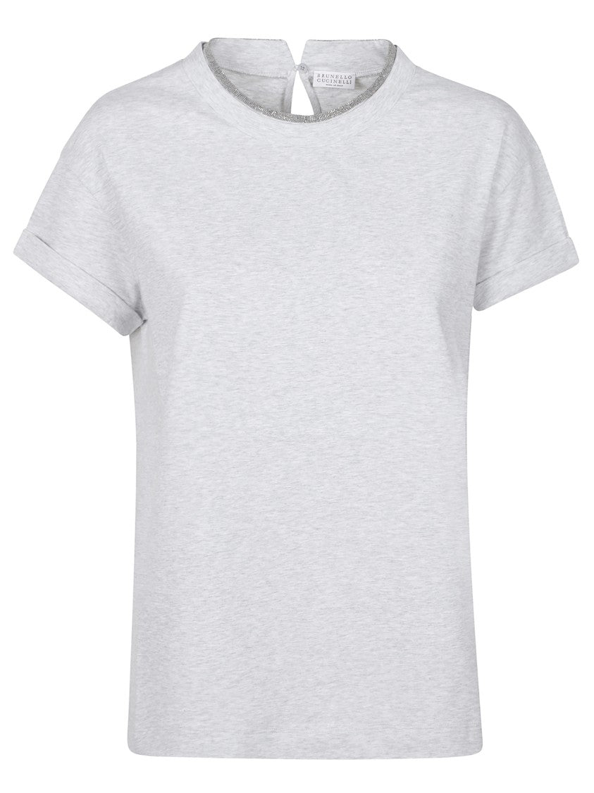 Brunello Cucinelli Rolled Cuff Crew Neck T-Shirt