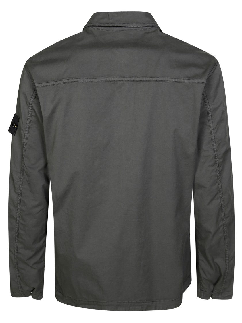 Stone Island Grey Overshirt With Zip Closure