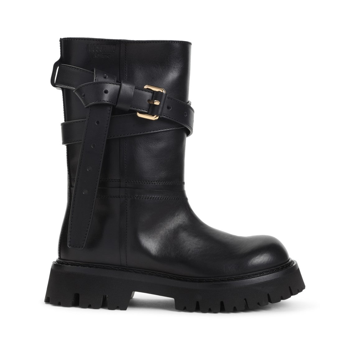 Moschino Black Leather Ankle Boots