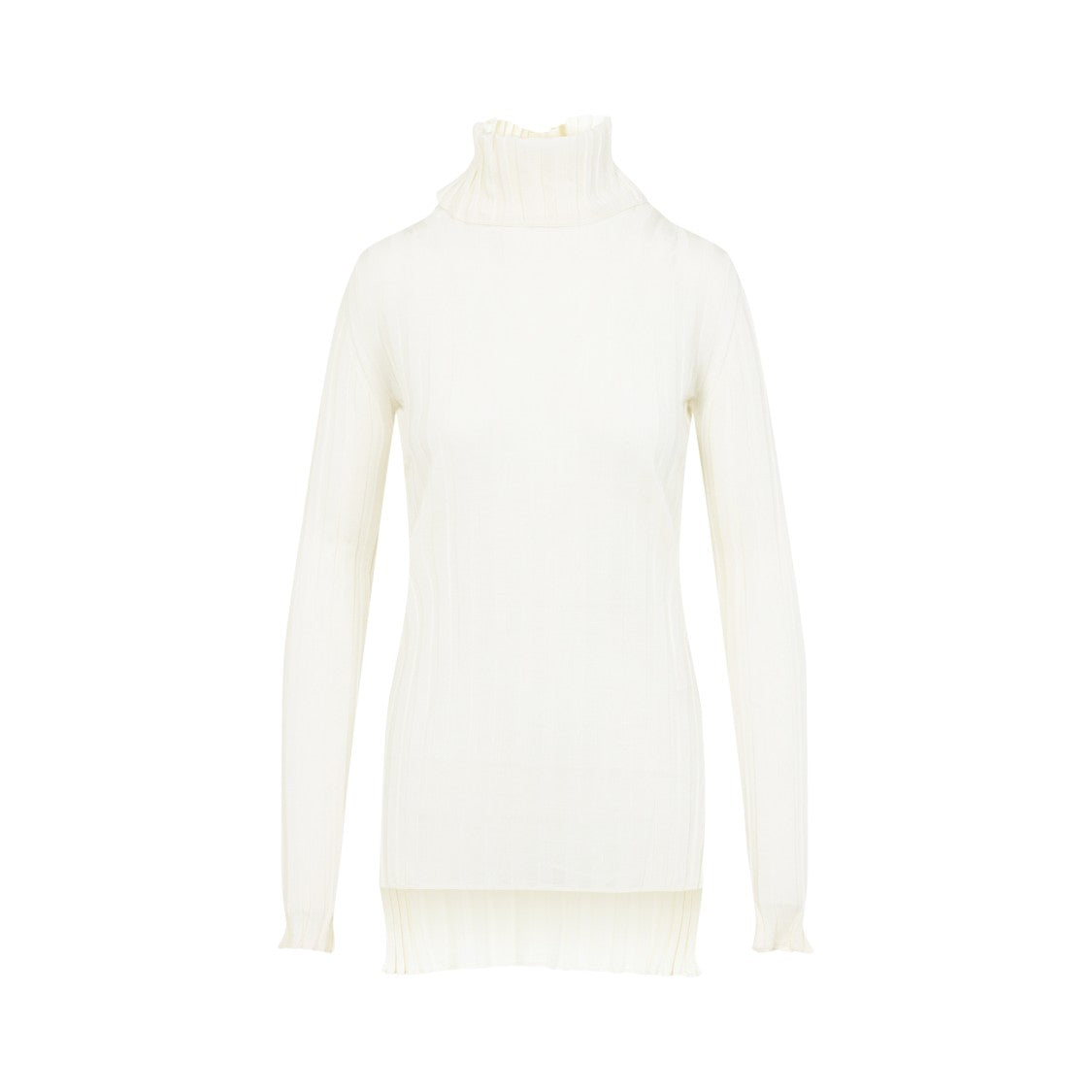 Carven Turtle Neck Underpinning Ecru Wool Pullover
