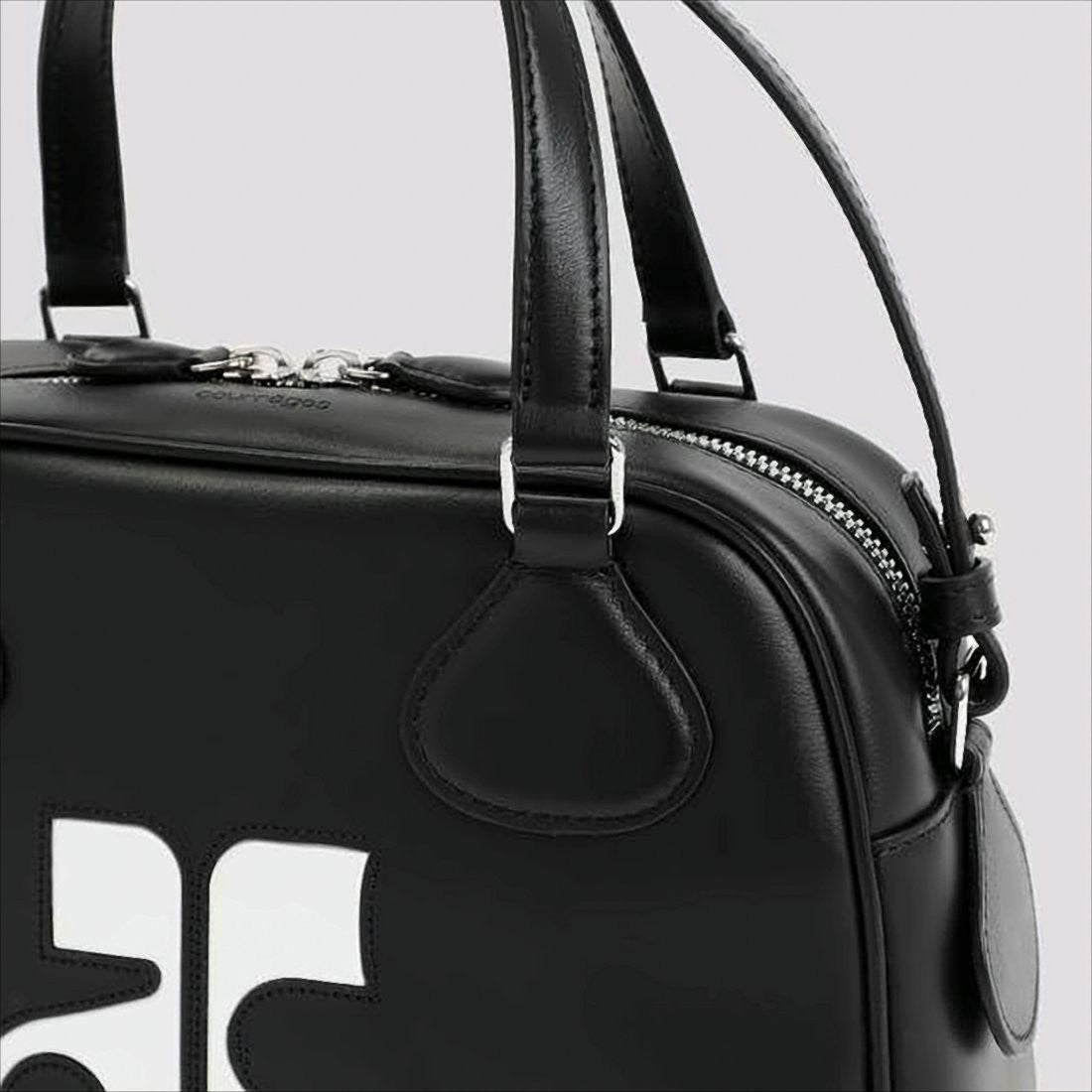Courrèges Structured Calf Leather Shoulder Bag With Logo Detail