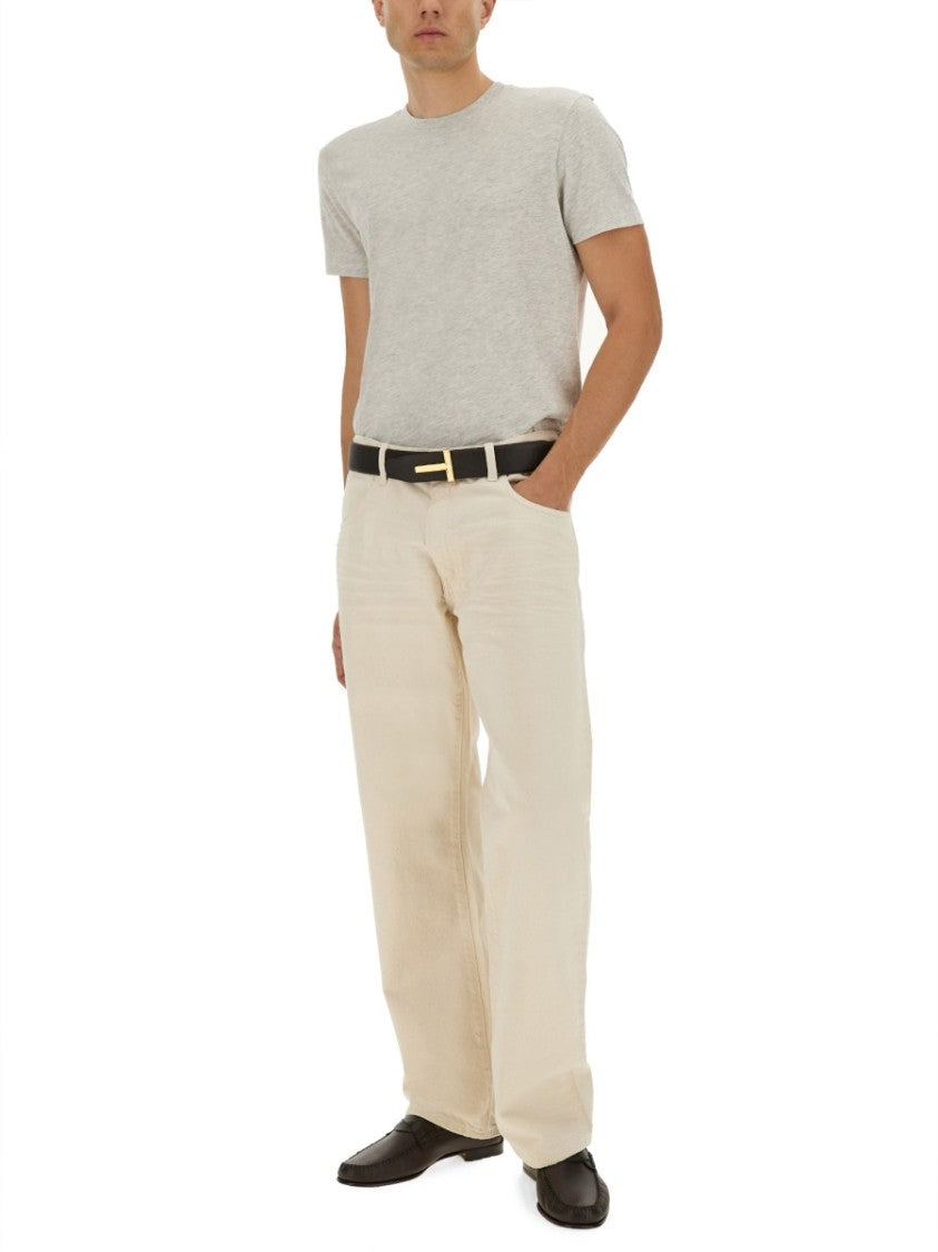 Tom Ford Melange Texture Cotton-Polyester Blend T-Shirt