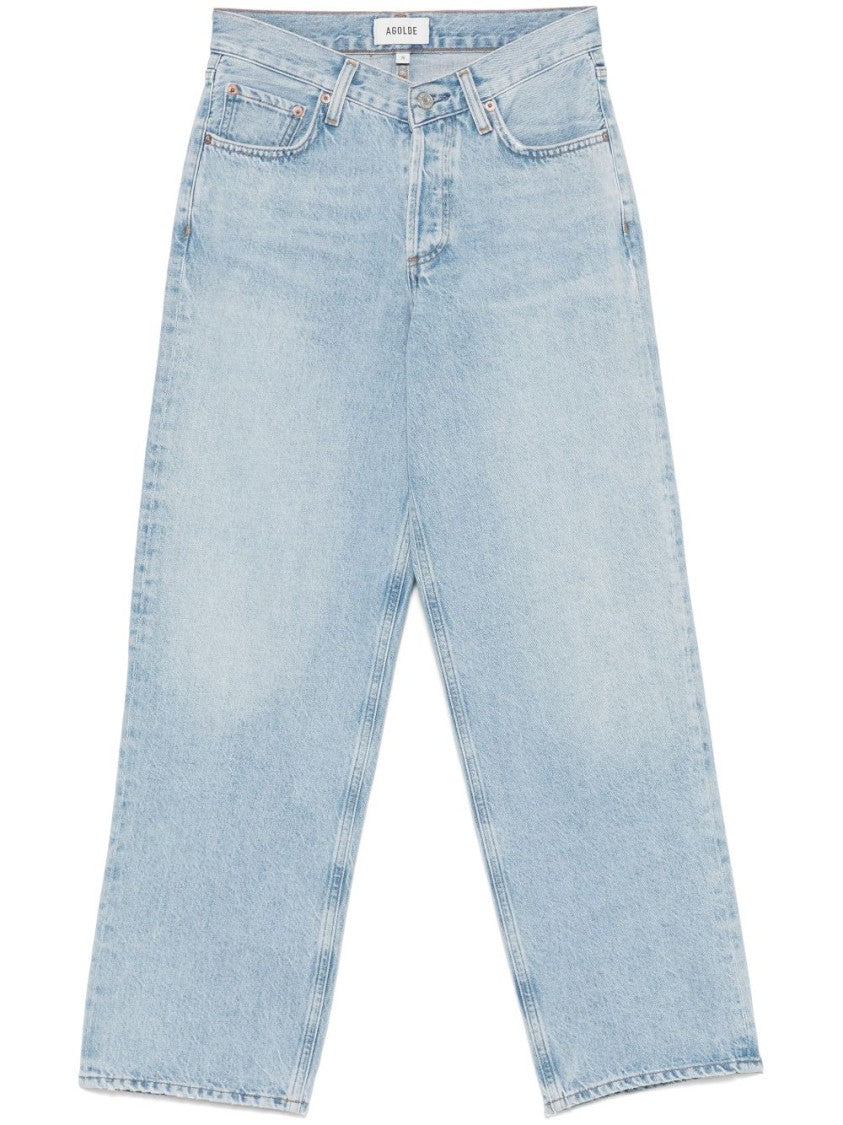 Agolde Wide-Leg Light Blue Jeans With Concealed Fly And Classic 5-Pocket Design