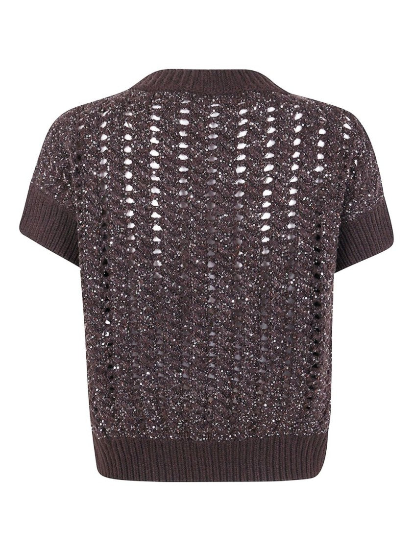 Dexterior Textured Open-Knit Sweater With Subtle Sequins